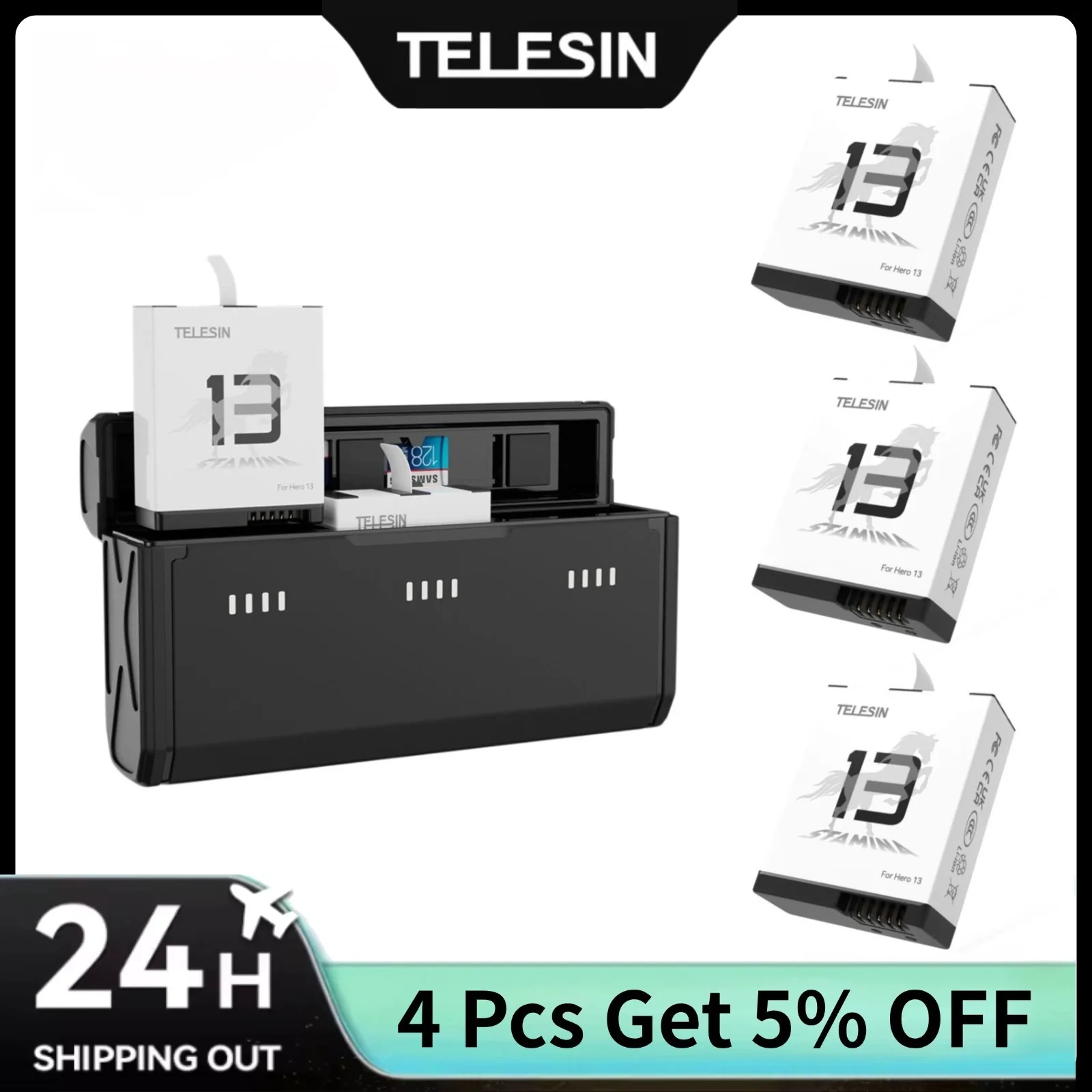 Gopro Action Camera Hero 11 Black - صندوق شحن سريع محمول من TELESIN