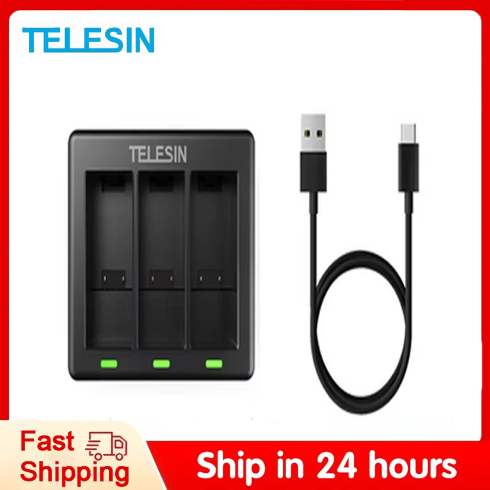 TELESIN 3 طرق شاحن بطارية ل Go - مراجعة Gopro Action Camera Hero 11 Black وسعره