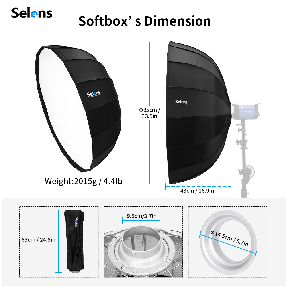 Selens 85 سنتيمتر مظلة الرادار - مراجعة Beauty Dish Softbox وسعره